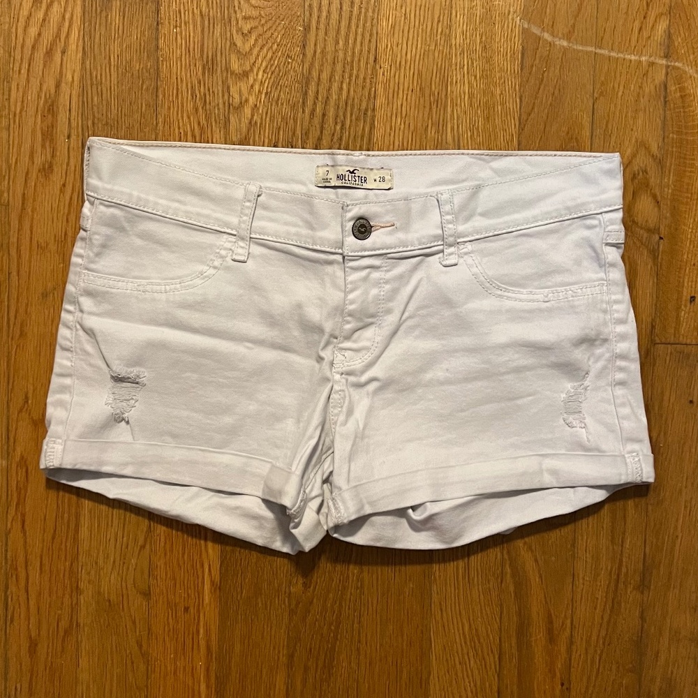 Hollister Distressed White Jean Shorts